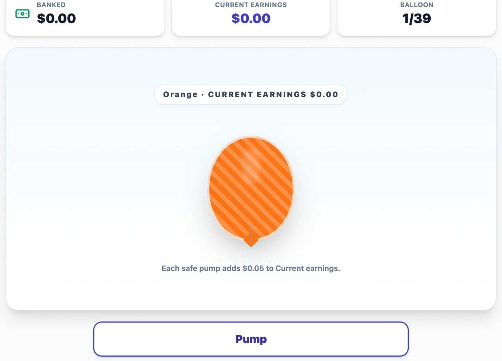 Balloons practice round on Game Assessment Prep — Pump recurring colored balloons, then collect before each hidden pop point.